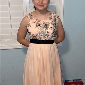 Blush pink tulle dress with black accents